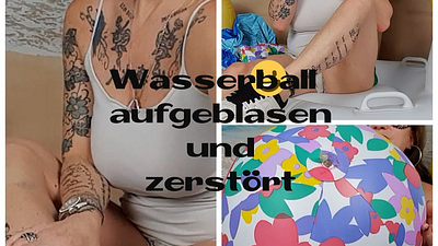 Wasserball aufgebla*en und zerstört